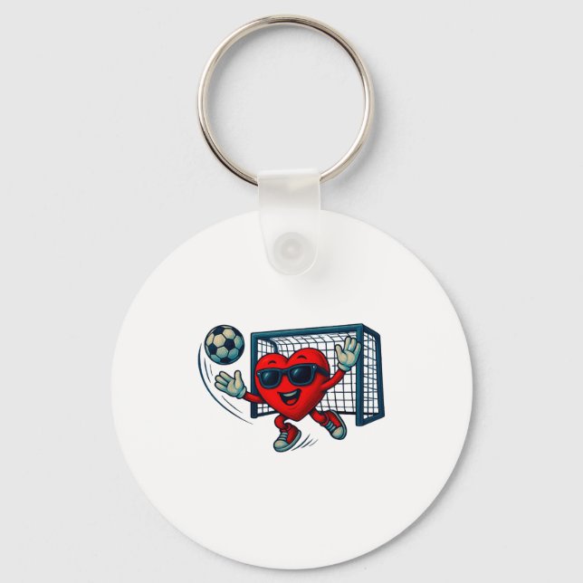 Chaveiro Valentines Day Soccer Goalkeeper Funny Heart Boys  (Frente)