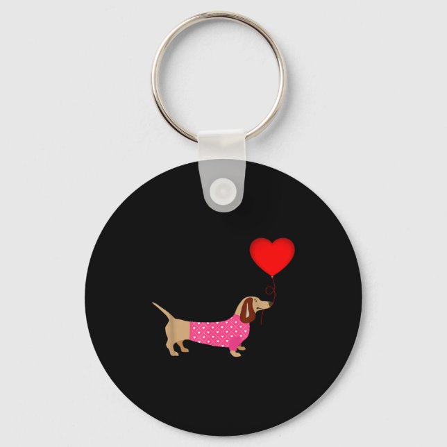 Chaveiro Valentines Weiner Daschund Doxie In Dog Dress  (Frente)