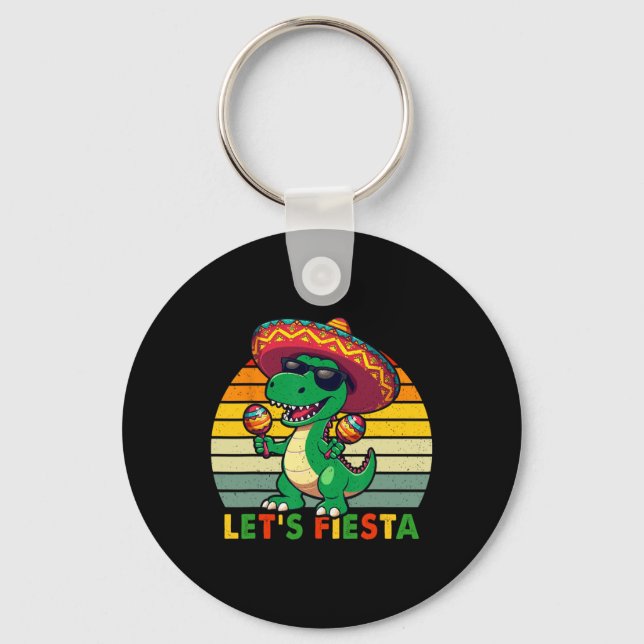 Chaveiro Vamos Festejar Dinossauro Mexicano Cinco De Mayo C (Frente)