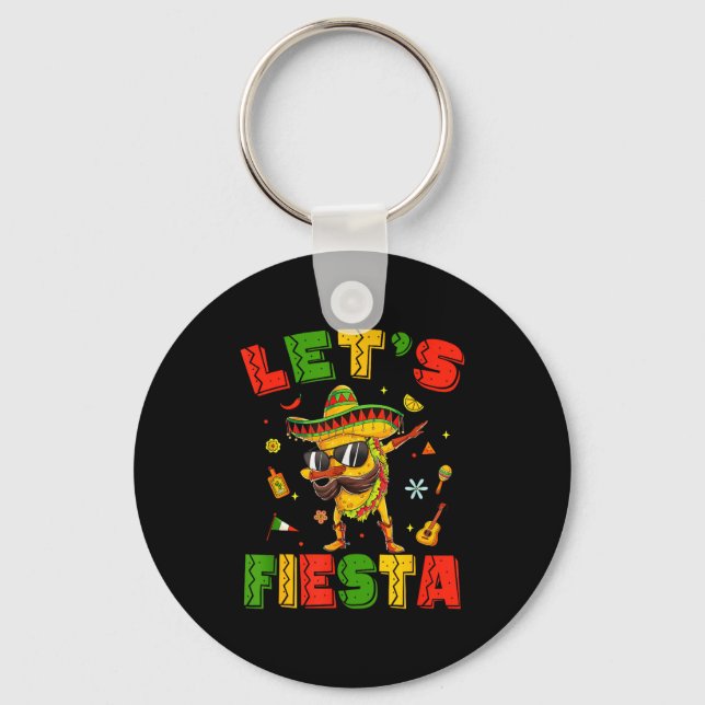 Chaveiro Vamos festejar tacos fazendo dabbing cinco de maio (Frente)