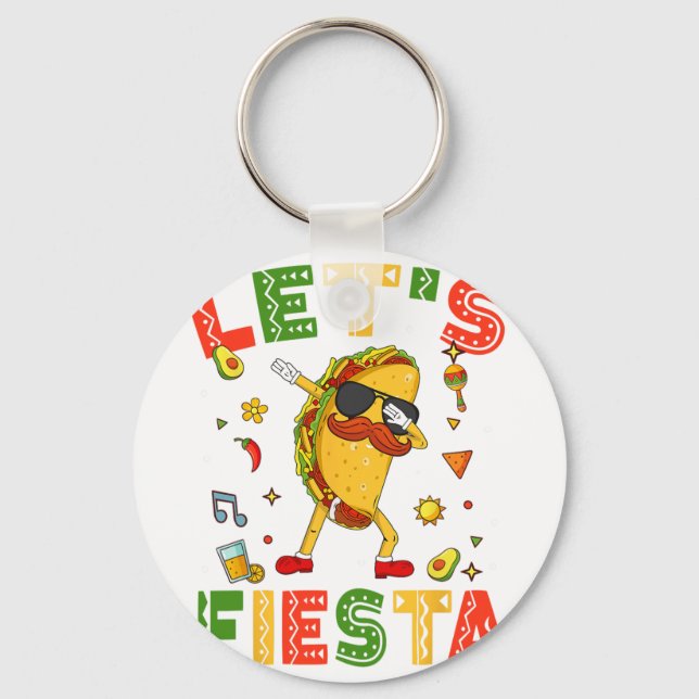 Chaveiro Vamos Fiesta Tacos Dabbing Cinco De Mayo Mexicano  (Frente)