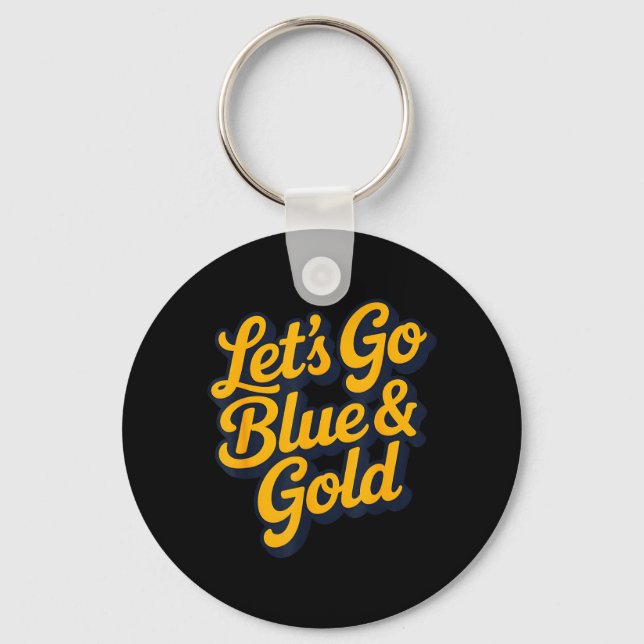 Chaveiro Vamos Lá Equipe Azul Dourada Jogo do Dia de Verão  (Frente)