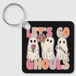 Chaveiro Vamos Vai Ghouls Groovy Ghost Com Flores Vintage