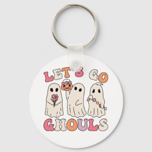 Chaveiro Vamos Vai Ghouls Groovy Ghost Com Flores Vintage
