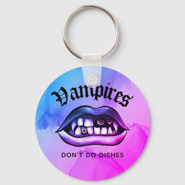 Chaveiro Vampiros não lavam pratos de vaporwave engraçado (Frente)