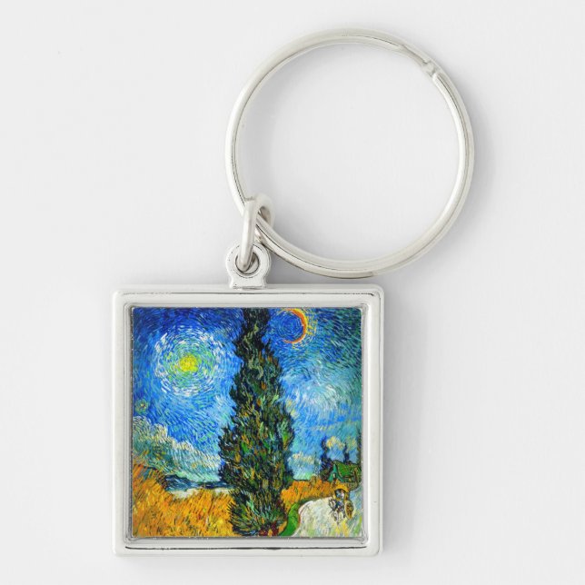 Chaveiro Van Gogh Road com Cypress e Star (Frente)