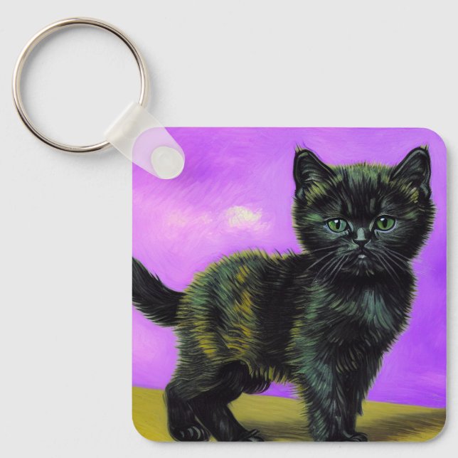 Chaveiro Van Gogh Style Cat (Frente)