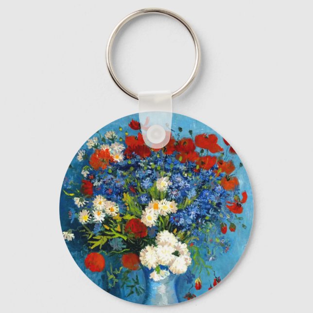 Chaveiro Van Gogh Vase com Cornflower e Poppies (Frente)