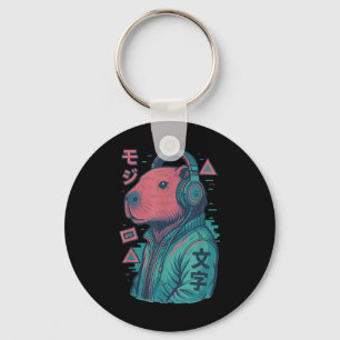 Chaveiro Vaporwave Capybara Japonês Art Anime Manga Ukiyo -