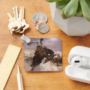 Chaveiro Vaqueiro do rodeio do vintage, equitação ventoso