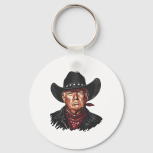 Chaveiro Vaqueiro Engraçado Ocidental Donald Trump Bandeira