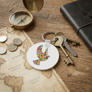 Chaveiro Vara da Paz Mundial Feita de Bandeiras Internacion