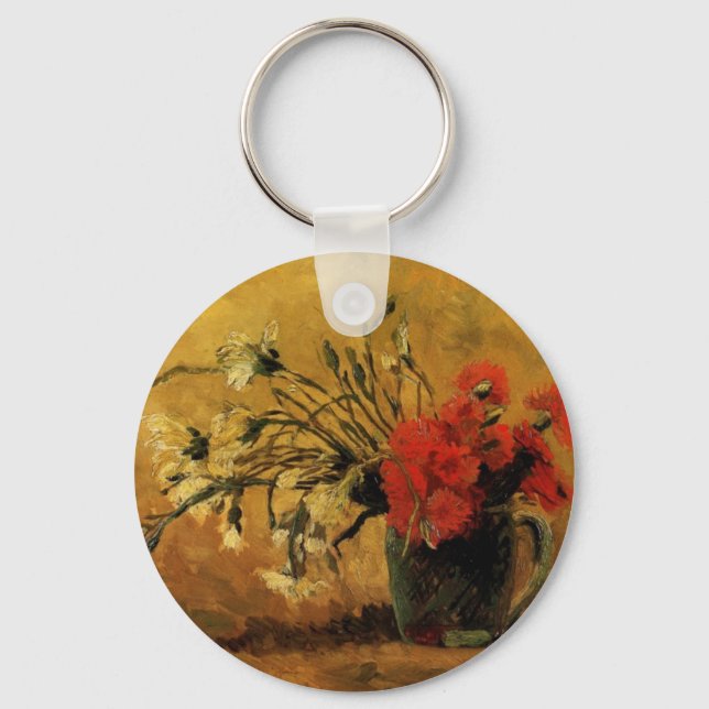 Chaveiro Vase com cravos vermelhos e brancos (Frente)
