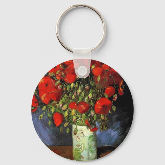 Chaveiro Vase com papagaios vermelhos Vincent van Gogh (Frente)