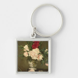 Chaveiro Vaso de Manet das peônias em um suporte pequeno