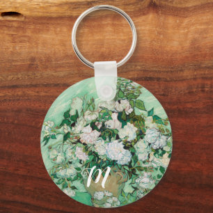 Chaveiro Vaso de Van Gogh com monograma cor-de-rosa da arte