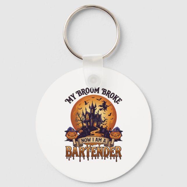 Chaveiro Vassoura Quebrou Barman Halloween Casa Assombrada  (Frente)