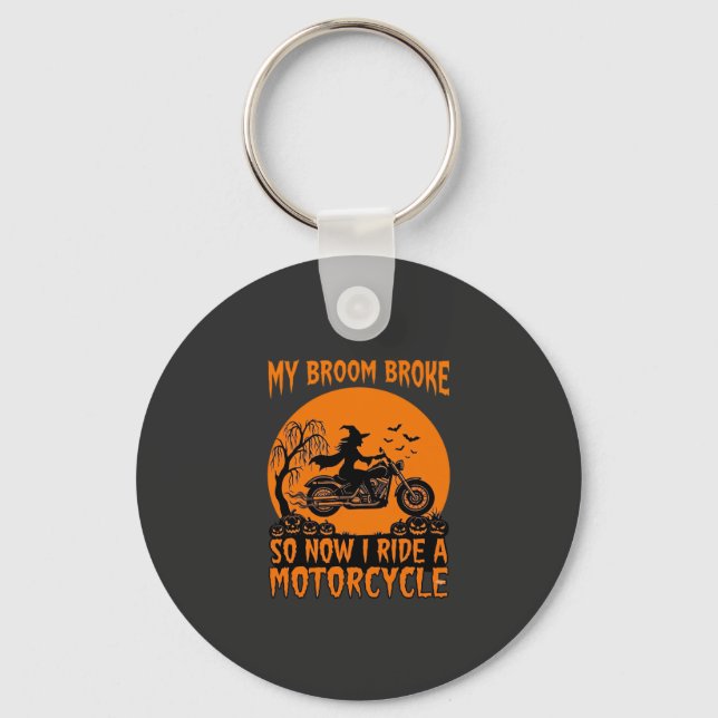 Chaveiro Vassoura Quebrou Halloween Bruxa Motocicleta Morce (Frente)