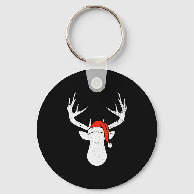 Chaveiro Veado Com Chapéu de Papai Noel Presente de Caça de (Frente)