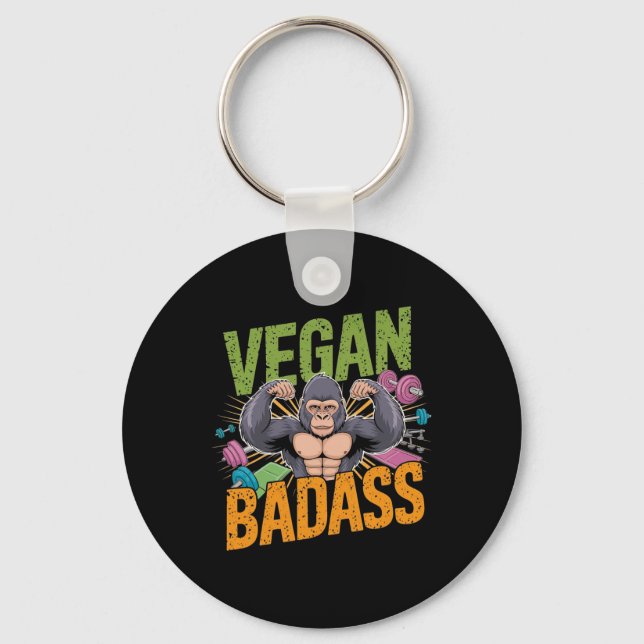 Chaveiro Vegan Bodybuilder Weightlifter Gorilla (Frente)