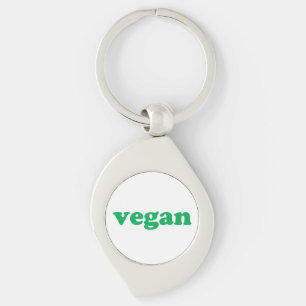Chaveiro "Vegan", letras verdes, fundo branco