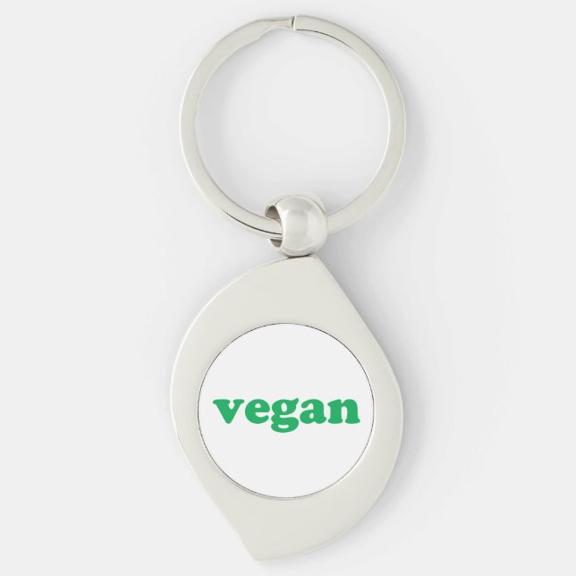 Chaveiro "Vegan", letras verdes, fundo branco (Frente)