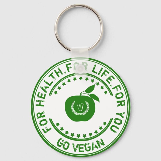 Chaveiro Vegan Vegetarian Apple For Health For Life For You (Frente)