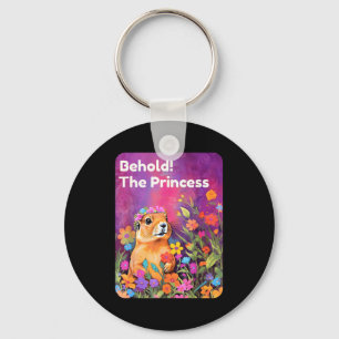 Chaveiro Veja a princesa cão da pradaria fofo floral animal