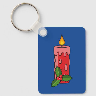 Chaveiro Vela do Pilar Vermelho Natal com Holly
