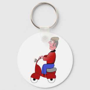 Chaveiro Velho Divertido Andando de Lambreta Vermelha