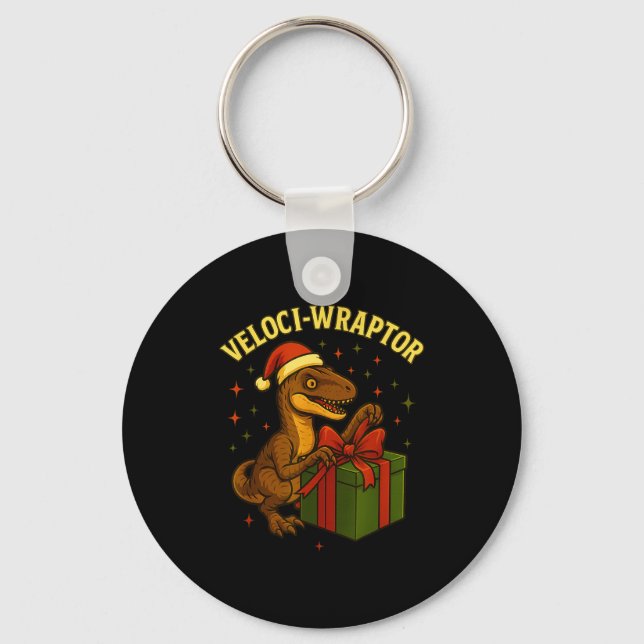 Chaveiro Velociraptor Natal Divertido Trocadilho Veloci-wra (Frente)