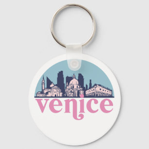 Chaveiro Veneza Itália Vintage Cidade Skyline Cityscape Art