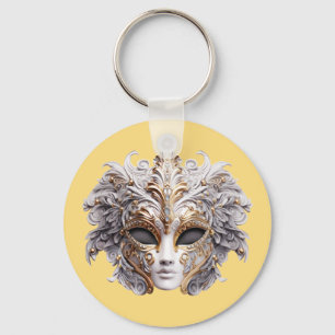 Chaveiro Veneziano Intricadamente Decorado em Cinza e Doura