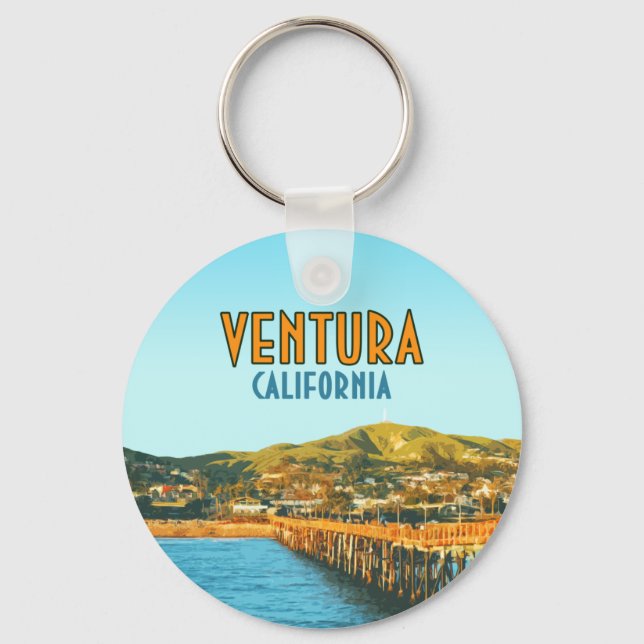 Chaveiro Ventura Pier Beach California Vintage (Frente)