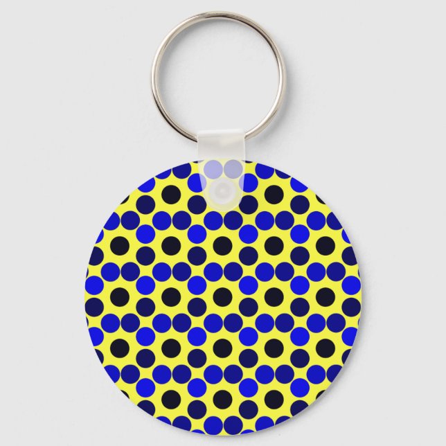 Chaveiro Ver pontos em preto e azul corrente de teclas (Frente)