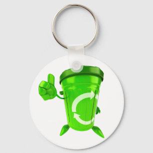 Chaveiro verde da caixa de reciclagem