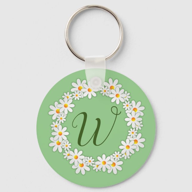 Chaveiro Verde Daisy Monograma com Disies (Frente)