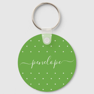 Chaveiro Verde e Branco com Tipografia de Pontos e Nome