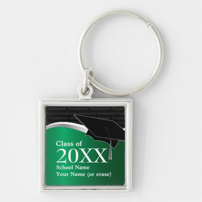 Chaveiro verde e preto customizável da graduação (Frente)