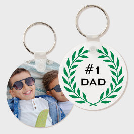 Chaveiro Verde-Foto Personalizada Laurel Wreath do Melhor P