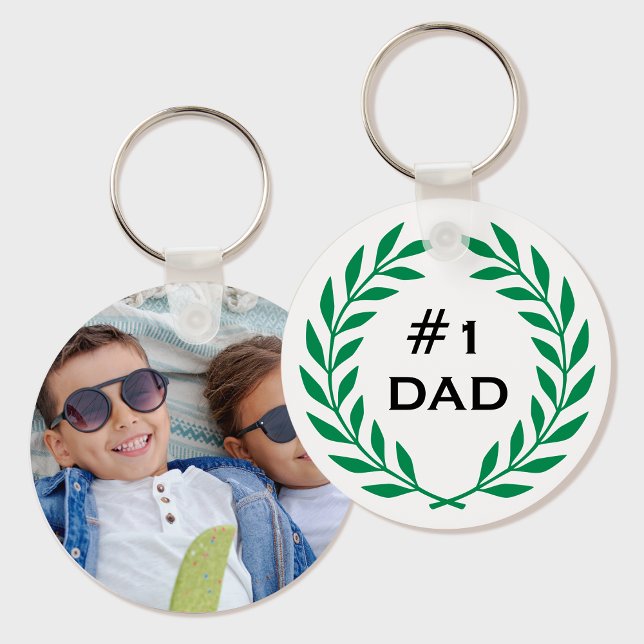 Chaveiro Verde-Foto Personalizada Laurel Wreath do Melhor P (Criador carregado)