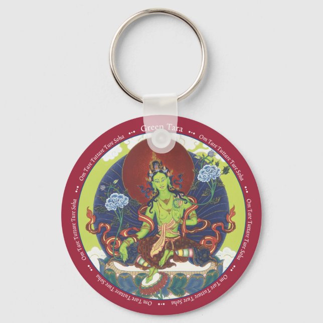 CHAVEIRO Verde Tara - com mantra (Frente)