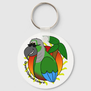 Chaveiro verde tropical de Cheeked Conure