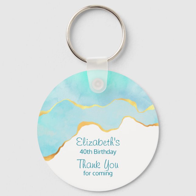 Chaveiro Verde tropical tranquilo com Dourada fronteira Obr (Frente)