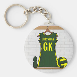 Chaveiro Verde Uniforme de Netball Personalizado com Amarel