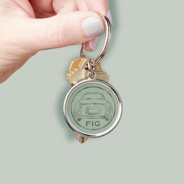 Chaveiro Verdes do carro prateado do monograma Figaro (Add your initials! Perfect for your green figaro car keys)