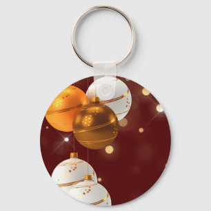 Chaveiro Vermelhidão com pano de fundo com bolas de Natal