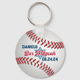 Chaveiro Vermelho, Branco, Bar de Baseball Marinho Mitzvah