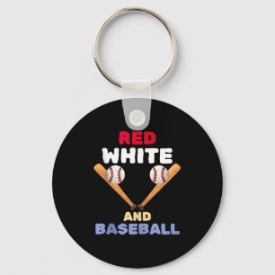 Chaveiro Vermelho branco e beisebol bat patriotica 4 de