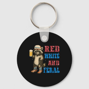Chaveiro Vermelho Branco E Feral Fútil Guaxinim Cerveja 4 D